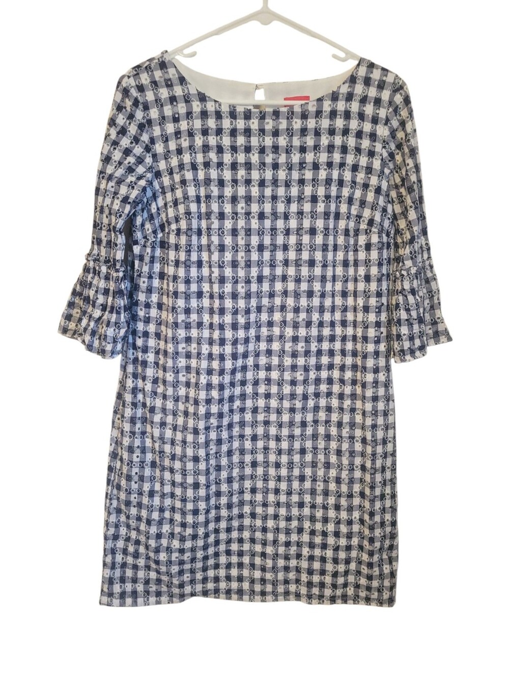 Melrose Blue White Gingham Eyelet Dress Size 6 Cottagecore Prairie Romantic